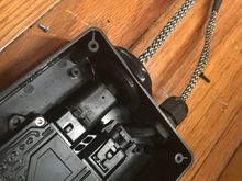 Had to snap off the clip on the output in order to remove and flip the grommet.