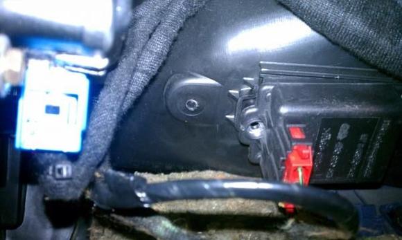 Blower motor resistor. Remove part, then pinch plug, gently work loose. Put plug in new resistor. Slide right side in place, screw holding screw back in.