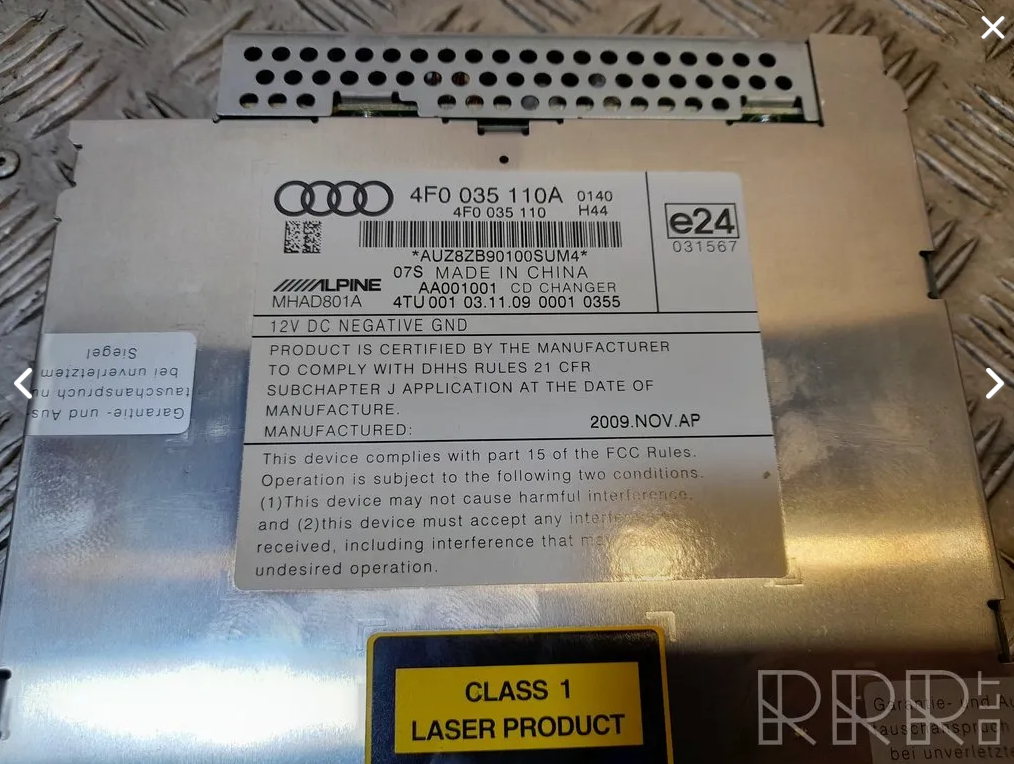 Guantera Audi Multi disco cambiador de CD AUDI A6 6 cambiador de CD 4E0 910 110 K 