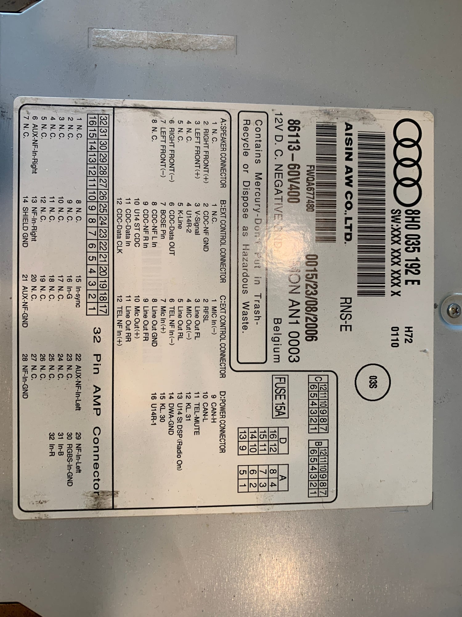 Audio Video/Electronics - Audi RNS-E Navigation Head Unit & 6 CD Changer - Removed from 2007 A4 Quattro Cabrio - Used - 2004 to 2009 Audi A4 Quattro - Richmond, KY 40475, United States