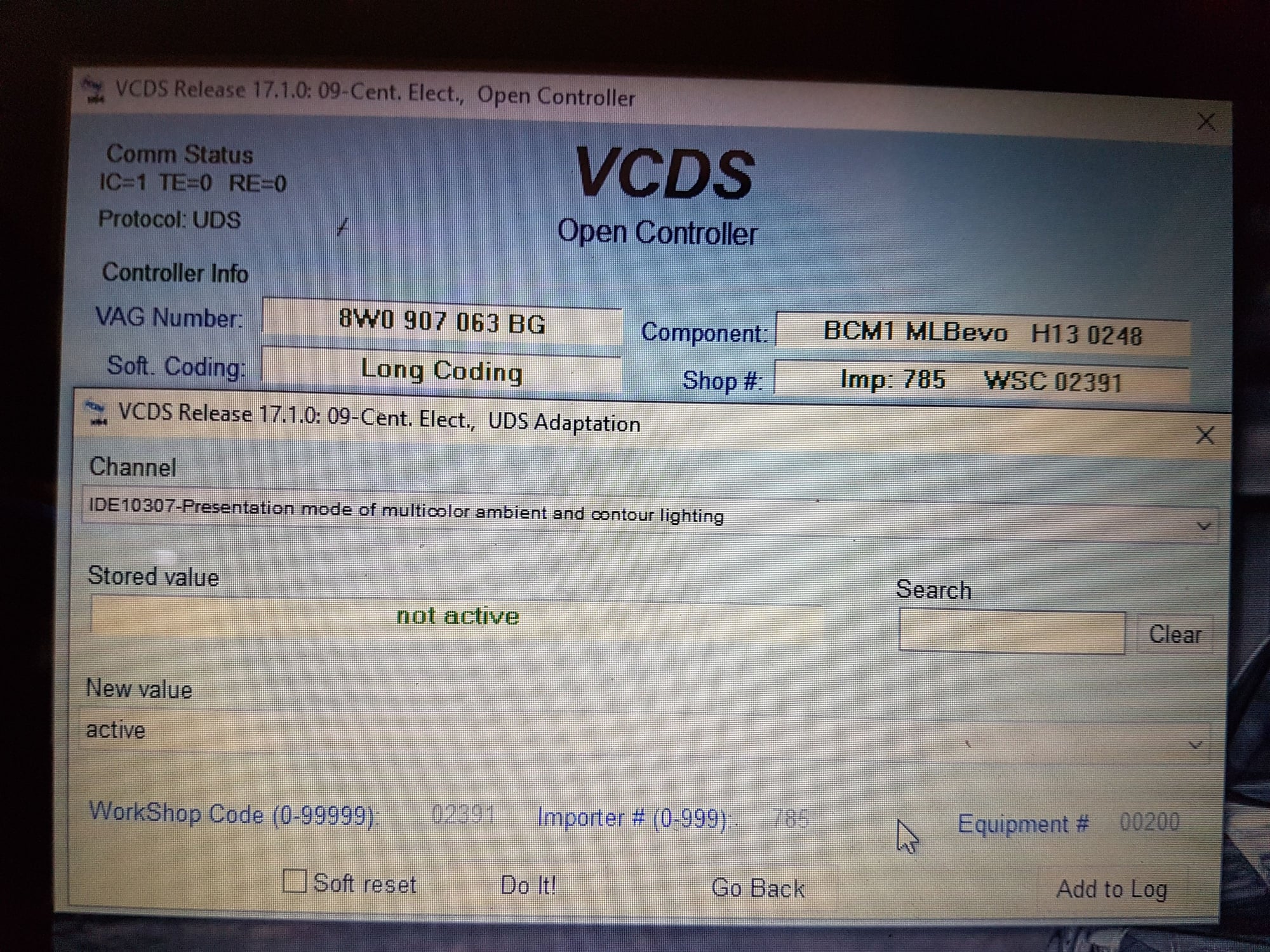 VCDS formerly VAGCOM coding session