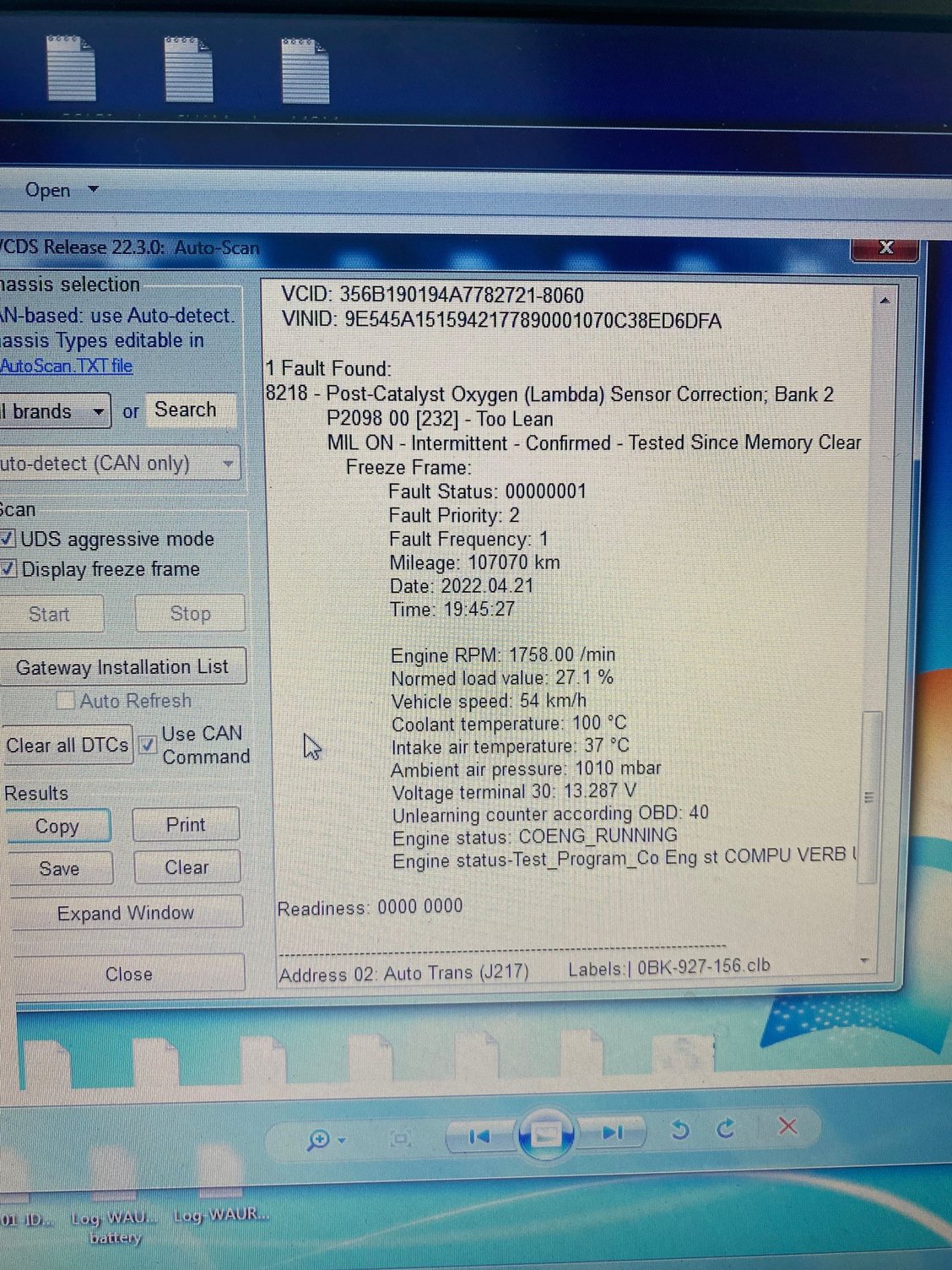 P209800 Post Catalyst Fuel Trim System Bank 2 Too Lean AudiWorld