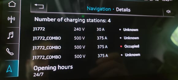 You can then tap on a charger and then hit the information icon and it will display a telemetry page showing you the current status of the chargers (EA only at this time.)