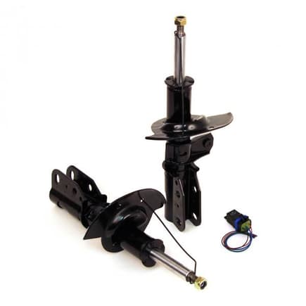 Our new front strut kit converts your electronic shocks to a much more dependable passive strut system. The kit keeps your rear air leveling system completely operational. Our replacement kit comes with a relay to bypassing the SSS (Speed Sensitive Suspension) control module.