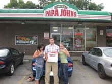 Papa Johns free pizza day. All the ladies like!