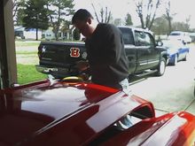 Buffing the '57. My 1994 z/28 M6 is in the driveway behind me.