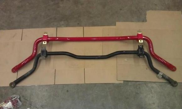 Sway bar UMI Performance Front and Rear. UMI Lower Control arms, and adjustable Pan hard bar.