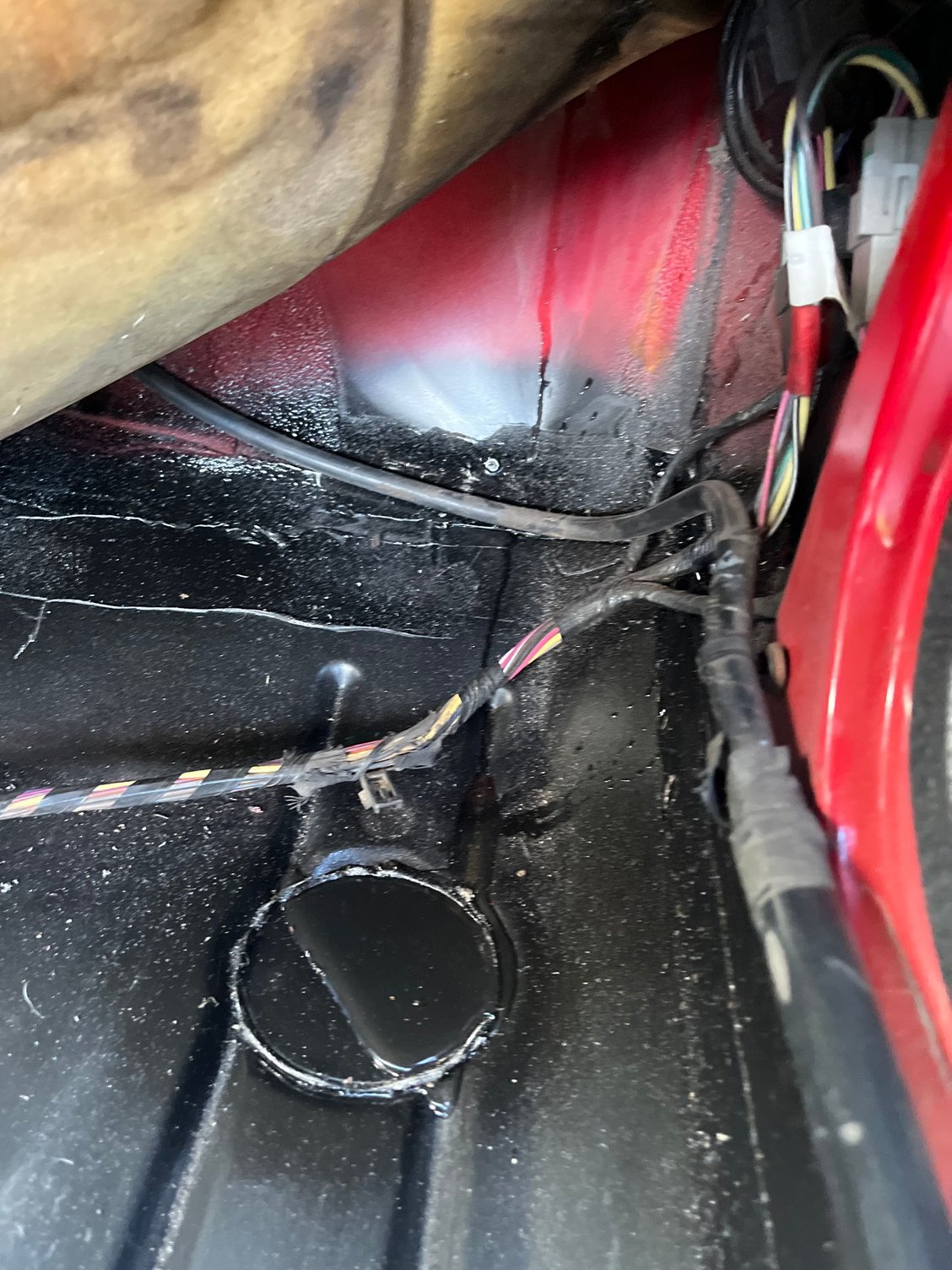 You can see the stream of water coming down the back from the bottom of the blower motor housing.