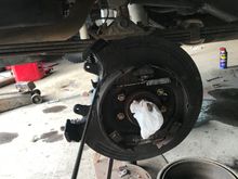 Making progress, backing plate installed and brake line mocked up.