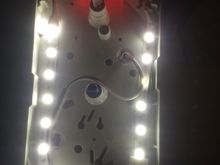 the white leds can even be installed on the back of the panel face so they reflect inside the module instead of aiming light directly through the display panel