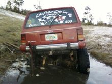 Had to high lift it, and pack sand under the tires. front and rear.
