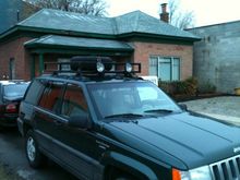 homemade rack with lights.