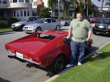 My red sled "LOUSBBY"and my youngest son Louie Jr.