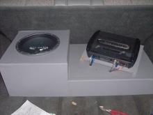 My lil sub, and box. Just enough to fill in the deep bass.