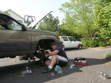 Working on the new brake lines