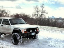 First snow of winter, 2012 with KCMO in the background
