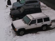 My Dad's 95, my 98, and the neighbor's Grand Cherokee.