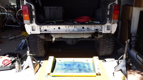 Rear bumper off. You can see that I sprayed the inside of the skid with leftover rattle can. Again, no one is going to see it.