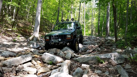 Running a trail at The Cove Campground at Gore VA.