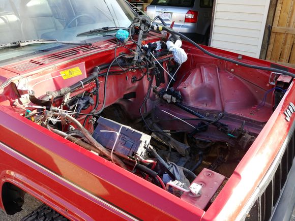 Also started sanding down the engine bay for a repaint. Should really look clean in there when it's done. Will likely spray it with a gun as I couldn't find any color matched spray paint. Plus it would be a lot of area to cover with cans. 