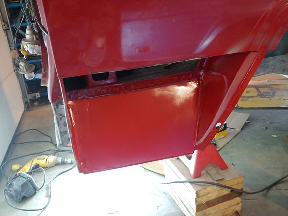 Primed and a coat of red to somewhat match.