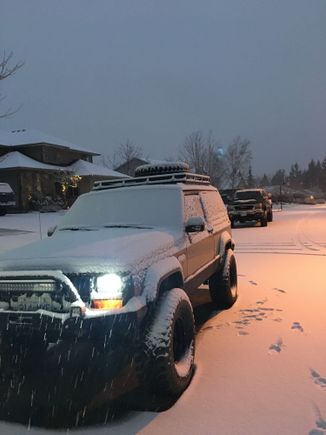 Went for a Christmas Eve drift in the fresh snow. Getting real close to needing new tires 🙄