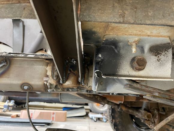 I spaced the rear most stiffener off of the leaf spring mount intentionally.  I left just enough room to sneak a mig welder in there.  I plan to four link the rear and do not want to deal with carving the leaf spring mounts out later.