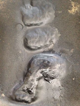 Pistol shape dent about 1" deep, others 1/4-1/2"