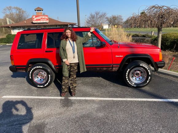 polished rims with red trim.