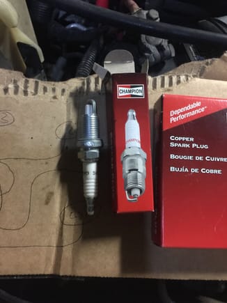 So these are the new spark plugs that I decided to go with instead of the ones that came with the kit. Bought them from O'Reilly.