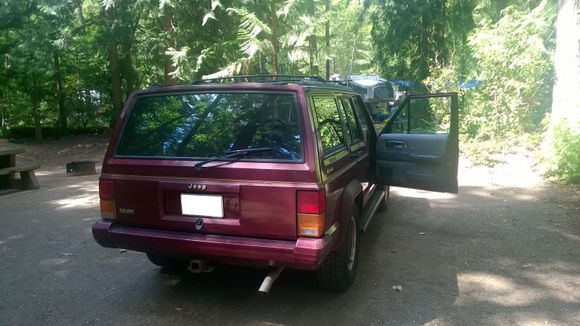 Parked at a car camping spot on our way to the Rockies!