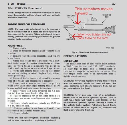 Question about parking brake adjustment.