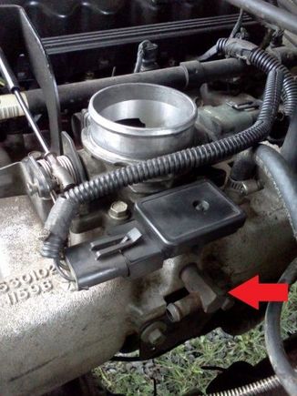 The red arrow is pointing to where the hose connects