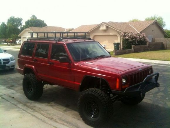 roof rack, 33x12.5 duratrac on cragar soft 8s, cut fenders