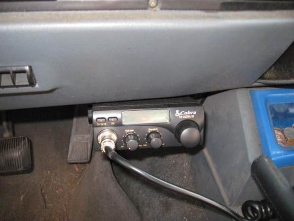 cobra cb. its mounted above my rearview mirror now though...