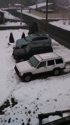 My Dad's 95, my 98, and the neighbor's Grand Cherokee.