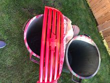 I didn’t cut it , just sanded and painted the OEM chrome grille 