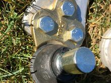 Install the bolts provided in the ball joint package (these are Moogs) and torque to 50 ft lbs . 