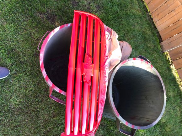 I didn’t cut it , just sanded and painted the OEM chrome grille 