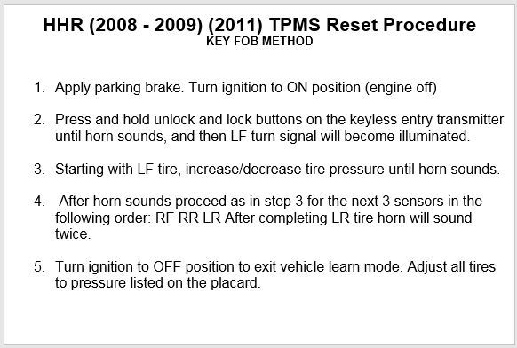 Tpms Relearn Tech 2 Chevy Hhr Network