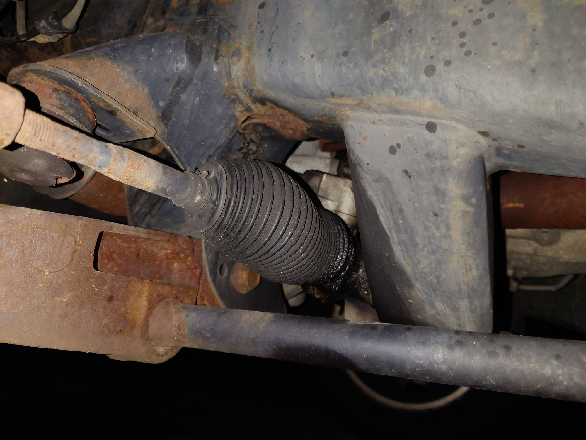 steering  boot leak drivers side