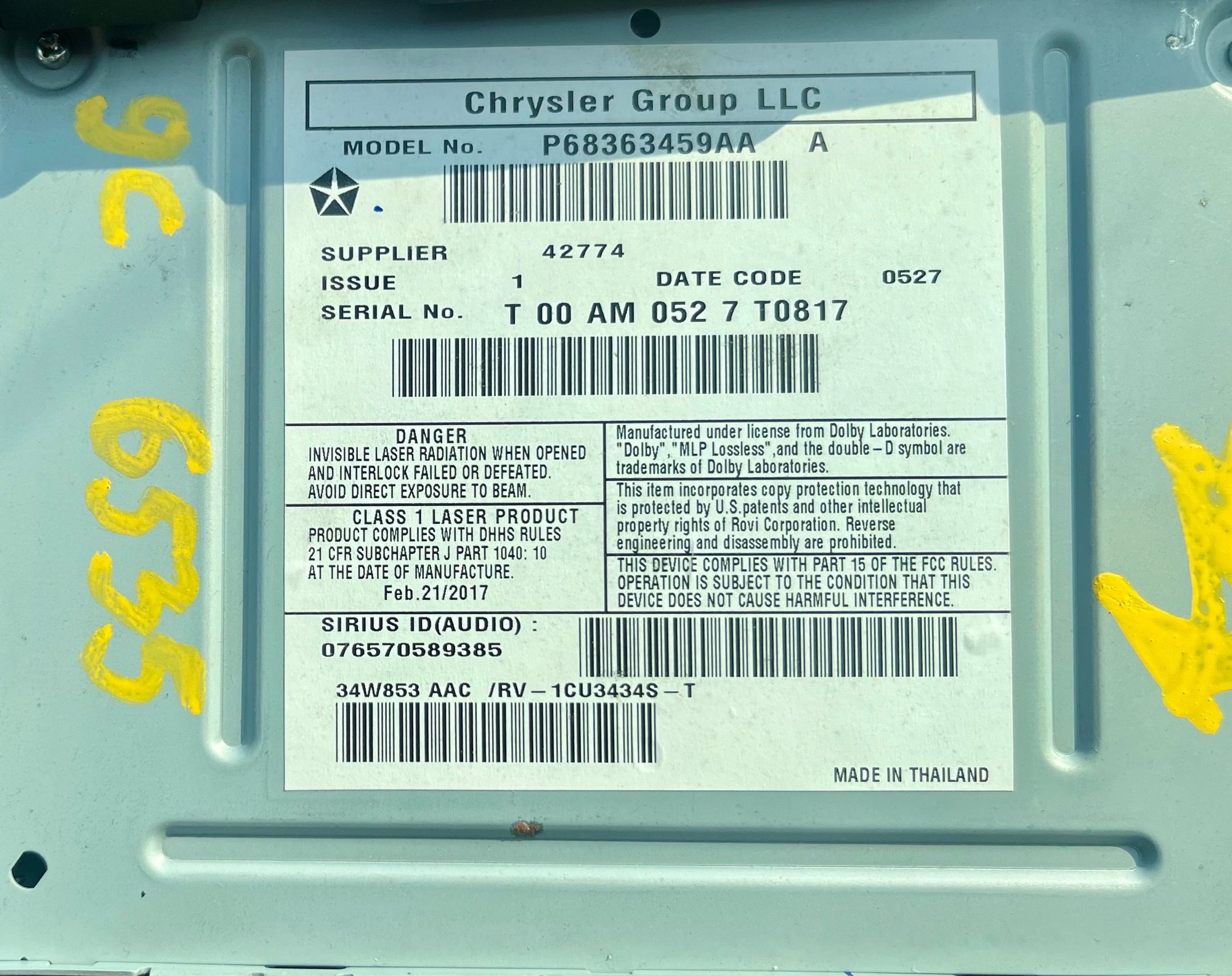 Used radio for a Chrysler.