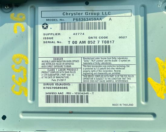 Used radio for a Chrysler.