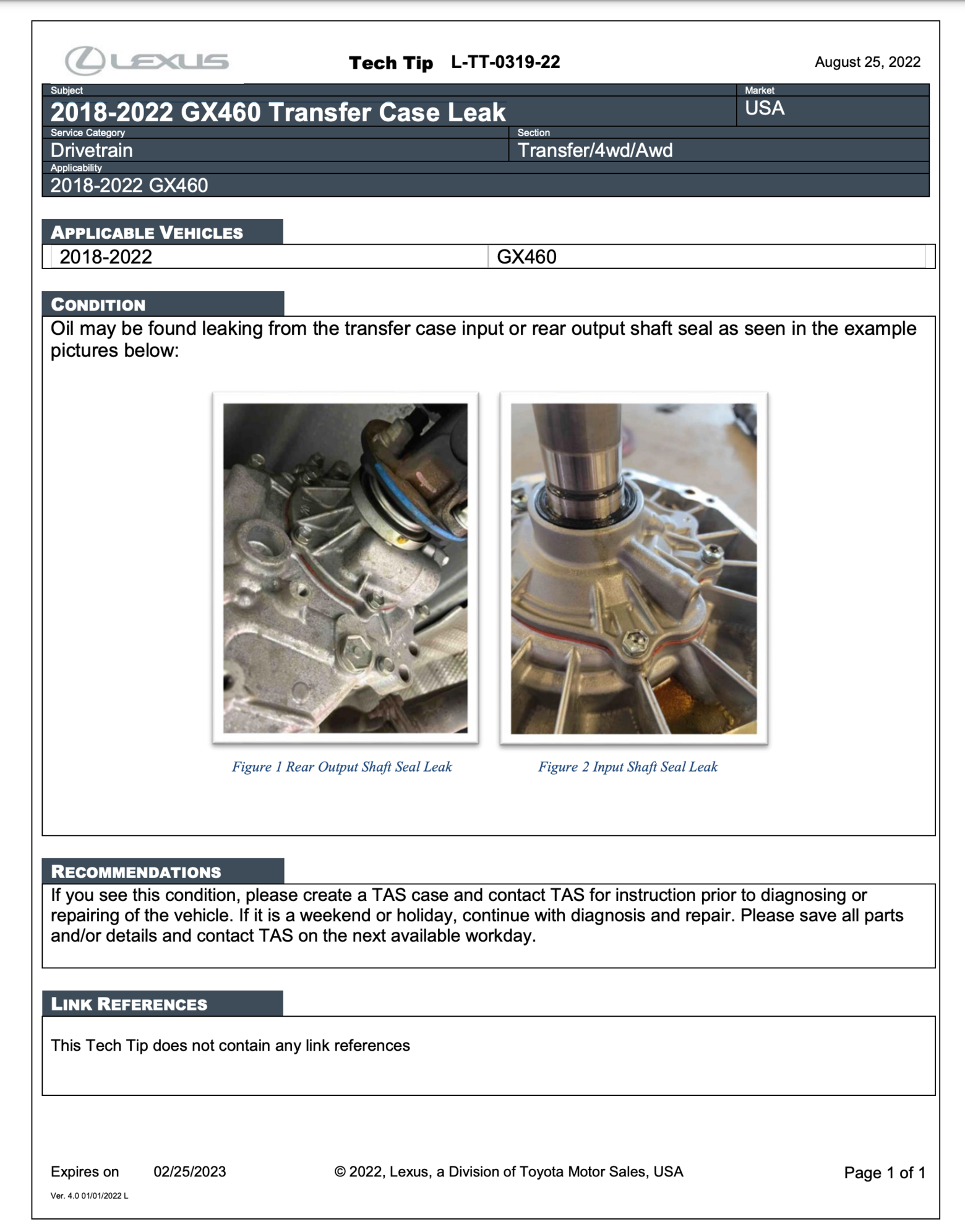 TSB 20182022 GX460 Transfer Case Leak ClubLexus Lexus Forum