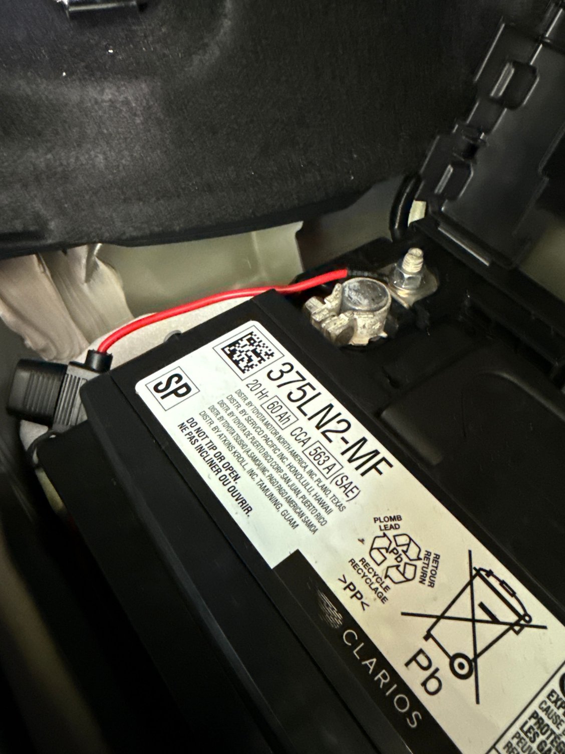 Exit animation wire connected to 12 V battery in trunk. No electrical drain from battery after car is turned off.
