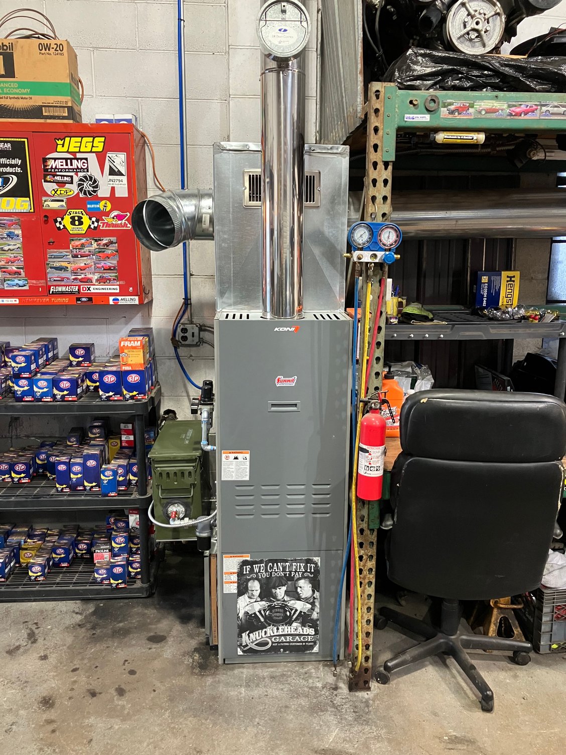 New shop furnace installed and almost finished, not totally automated just yet but close. I still need to manually turn off one step 