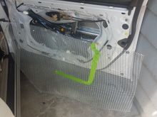After Installing the GTMAT 1st layer (peek inside of door opening), and beginning the prep work of the GTMAT 2nd layer screen.