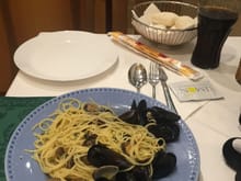 Fresh sea food with pasta