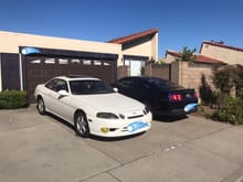 My SC300 along with my old daily driver 2010 V6 Mustang.