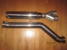 Replica Boost Logic 4 Inch Downpipe &amp; Midpipe &amp; OBX Universal High Flow Resonator Pipe (4&quot; to 4&quot; x 26.50&quot;)